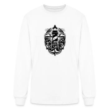Lighthouse On The Coast With Anchor - Men's Long Sleeve T-Shirt - white - Front