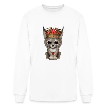 Cute Royal Lynx Wearing Crown - Men's Long Sleeve T-Shirt - white - Front
