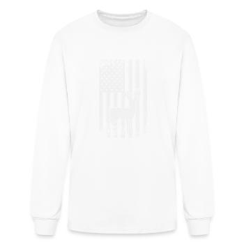 Camo US Flag Deer Elk Buck Camoflage Hunting - Men's Long Sleeve T-Shirt - white - Front
