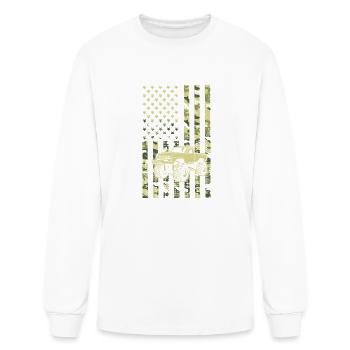 Camo American Flag Monster Truck - Men's Long Sleeve T-Shirt - white - Front