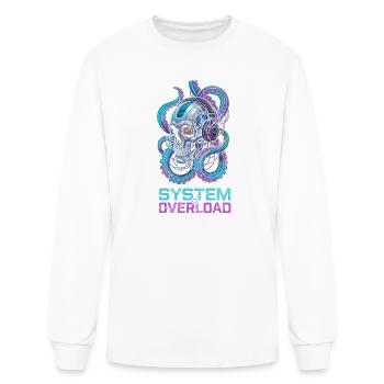 Cyberpunk Skull System Overload Techno Rave - Men's Long Sleeve T-Shirt - white - Front