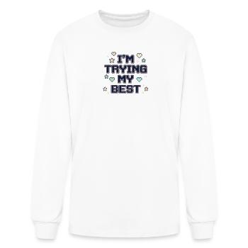 Im Trying My Best Pixel Cheer - Men's Long Sleeve T-Shirt - white - Front