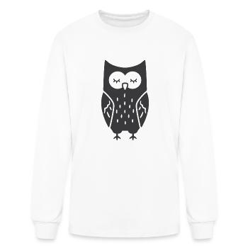 Dark Owl With Closed Eyes - Men's Long Sleeve T-Shirt - white - Front