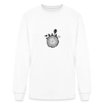 Wood Plate. Arount the World. Mountainbike. TShirt - Men's Long Sleeve T-Shirt - white - Front