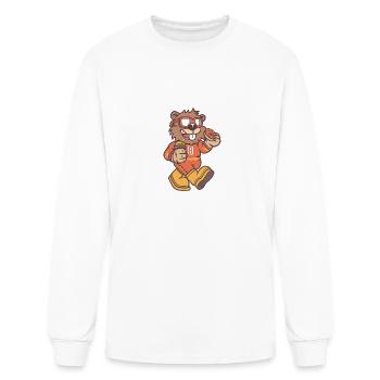 beaver hero - Men's Long Sleeve T-Shirt - white - Front
