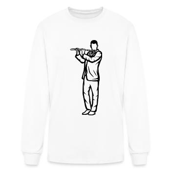 Flute Boy Sketch - Men's Long Sleeve T-Shirt - white - Front