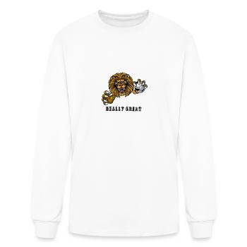 Lion football logo design in T shirt cloths - Men's Long Sleeve T-Shirt - white - Front