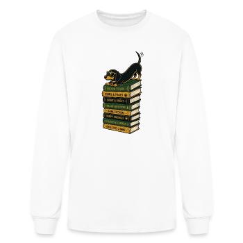 Dog Lover Book Gift | Dachshund Bookworm - Men's Long Sleeve T-Shirt - white - Front