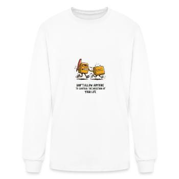 a colorful cartoon showing two computer keyboard - Men's Long Sleeve T-Shirt - white - Front