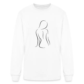 Line art woman silhouette - Men's Long Sleeve T-Shirt - white - Front
