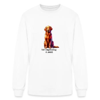 Curly Coated Retriever Dog:Not Negotiating a Leash - Men's Long Sleeve T-Shirt - white - Front