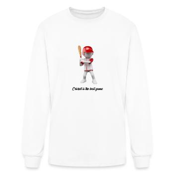 cricket player design - Men's Long Sleeve T-Shirt - white - Front