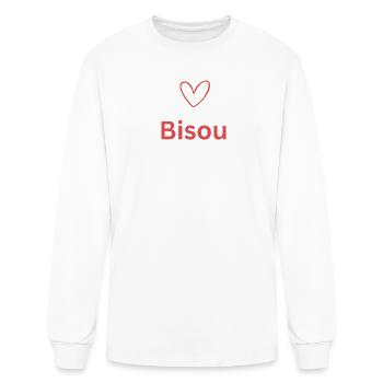 Bisou Heart Minimal Script - Men's Long Sleeve T-Shirt - white - Front
