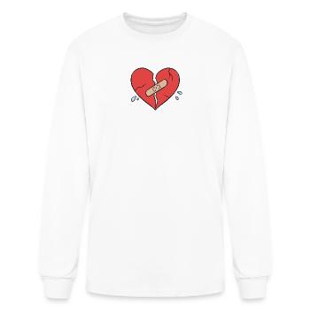 Broken Heart with Bandage - Men's Long Sleeve T-Shirt - white - Front