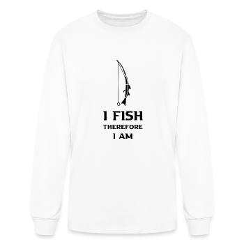 Sleek Minimalist Fishing Rod Design: "I Fish There - Men's Long Sleeve T-Shirt - white - Front