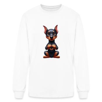 Doberman Pinscher Love Heart Hand Sign - Men's Long Sleeve T-Shirt - white - Front