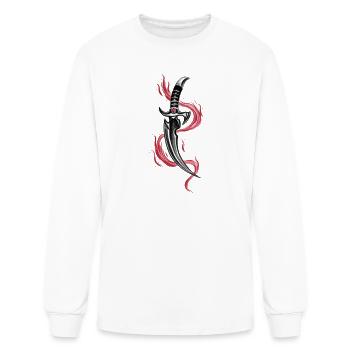 Dark Fantasy Dagger with Fiery Red Flames Design - Men's Long Sleeve T-Shirt - white - Front
