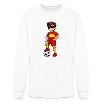 Soccer Boy Player Spain Lover Fan Spanish Flag - Men's Long Sleeve T-Shirt - white - Front