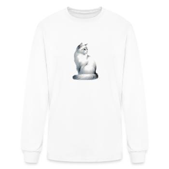 Whimsical, Sleek Cat Graphics - Purrfectly Crafted - Men's Long Sleeve T-Shirt - white - Front