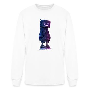 Neon Smile Bot Hoodie - Men's Long Sleeve T-Shirt - white - Front