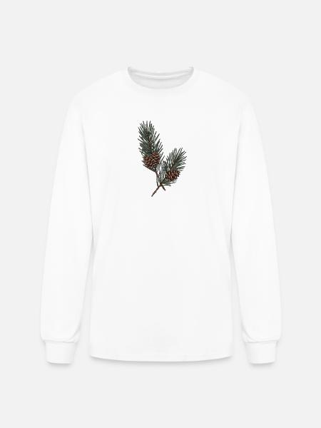 Evergreen Pinecone Sprigs - Men's Long Sleeve T-Shirt - white