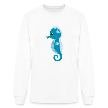 Tiny Blue Sea Horse - Men's Long Sleeve T-Shirt - white - Front