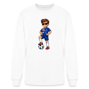 Soccer Boy Player Australia Lover Australian Flag - Men's Long Sleeve T-Shirt - white - Front