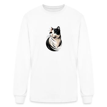 Whimsical, Sleek Cat Graphics - Purrfectly Crafted - Men's Long Sleeve T-Shirt - white - Front