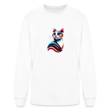 Whimsical, Sleek Cat Graphics - Purrfectly Crafted - Men's Long Sleeve T-Shirt - white - Front