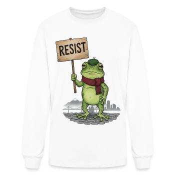 Grenouille de protestation avec pancarte - T-shirt à manches longues Homme - blanc - Devant