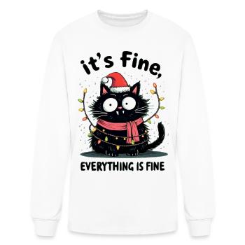 Cozy Black Cat Christmas Meme - Men's Long Sleeve T-Shirt - white - Front