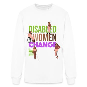 Disabled Women Change The World (Brown Lettering) - Men's Long Sleeve T-Shirt - white - Front