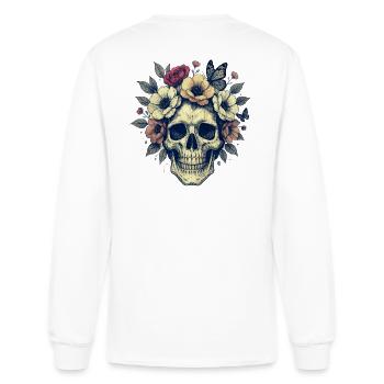 Floral Skull Tattoo Art - Men's Long Sleeve T-Shirt - white - Back