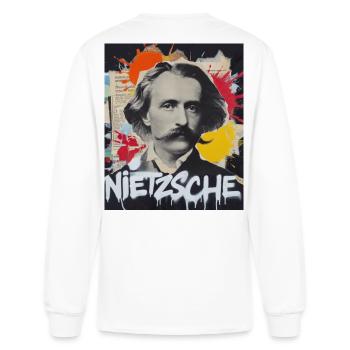 Nietzsche Splash Portrait - Men's Long Sleeve T-Shirt - white - Back