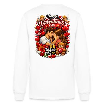 Valentine's Kiss Under Hearts and Cherubs - Men's Long Sleeve T-Shirt - white - Back