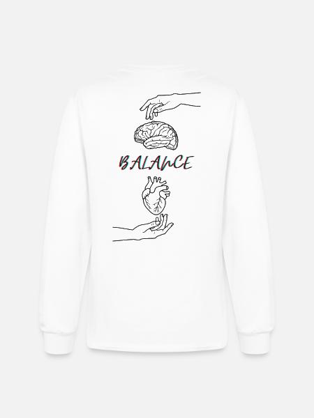 The Balance = Brain & Heart - Men's Long Sleeve T-Shirt - white