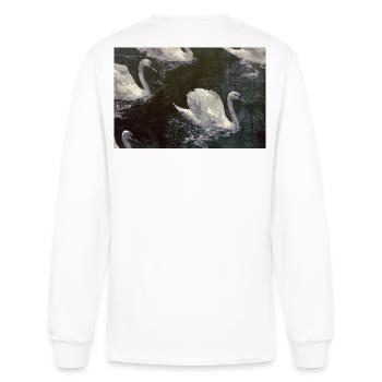 Moonlit Swan Lake Vintage Print - Men's Long Sleeve T-Shirt - white - Back