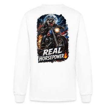 Real Horsepower Wolf Rider - Men's Long Sleeve T-Shirt - white - Back