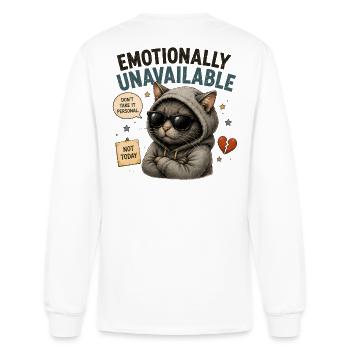 Emotionally Unavailable Cat Hoodie - Men's Long Sleeve T-Shirt - white - Back