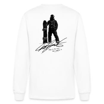 Midnight Snowboarder Silhouette - Men's Long Sleeve T-Shirt - white - Back