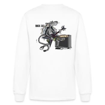 Rock Cat Guitarist Heavy Metal Volts Amplifier - Men's Long Sleeve T-Shirt - white - Back