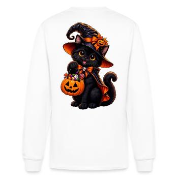 Pumpkin Witch Kitten Halloween - Men's Long Sleeve T-Shirt - white - Back
