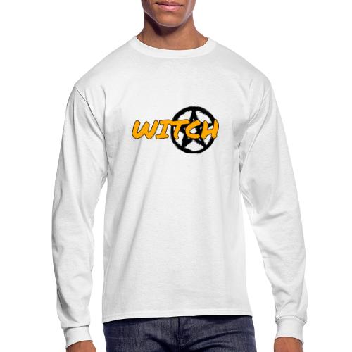 Witch & Pentacle with Orange Outline Logo Back - Men's Long Sleeve T-Shirt