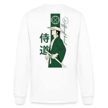 Samurai Sage in Green Robe - Men's Long Sleeve T-Shirt - white - Back