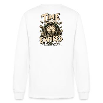 Time Builds Empires – Vintage Motivational Pocket  - Men's Long Sleeve T-Shirt - white - Back
