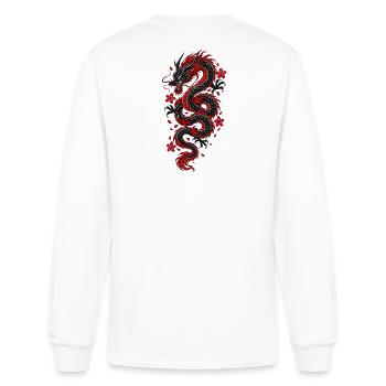 Traditional Japanese Dragon Crimson Red Art - Men's Long Sleeve T-Shirt - white - Back