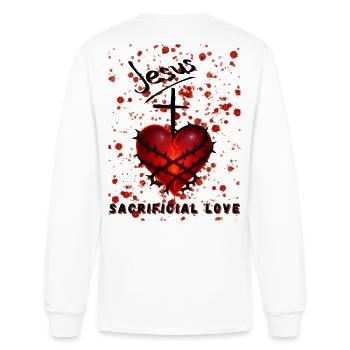 Barbed Heart of Sacrificial Love - Men's Long Sleeve T-Shirt - white - Back