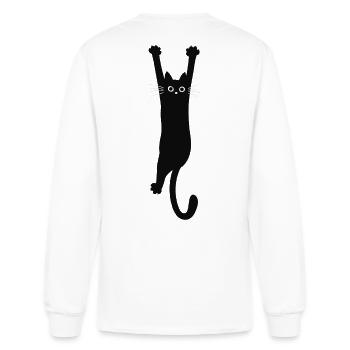 Midnight Cat Silhouette with Raised Paws - Men's Long Sleeve T-Shirt - white - Back