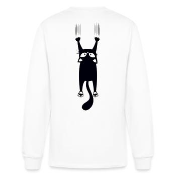 Funny Hanging Black Cat - Men's Long Sleeve T-Shirt - white - Back