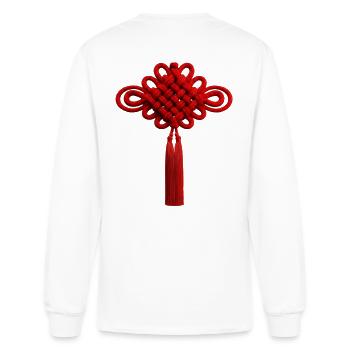 Red Chinese Knot Tassel New Year Culture Lucky - Men's Long Sleeve T-Shirt - white - Back
